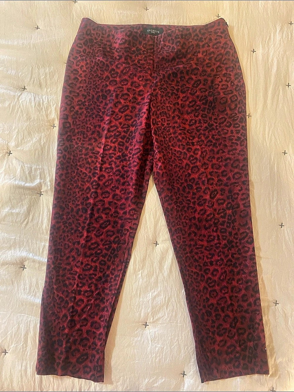 Talbots Signature Animal Print Straight Leg Pants Red Size 10P